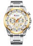 Reloj CURREN 8361 para hombre, correa negra y esfera negra con detalles dorados