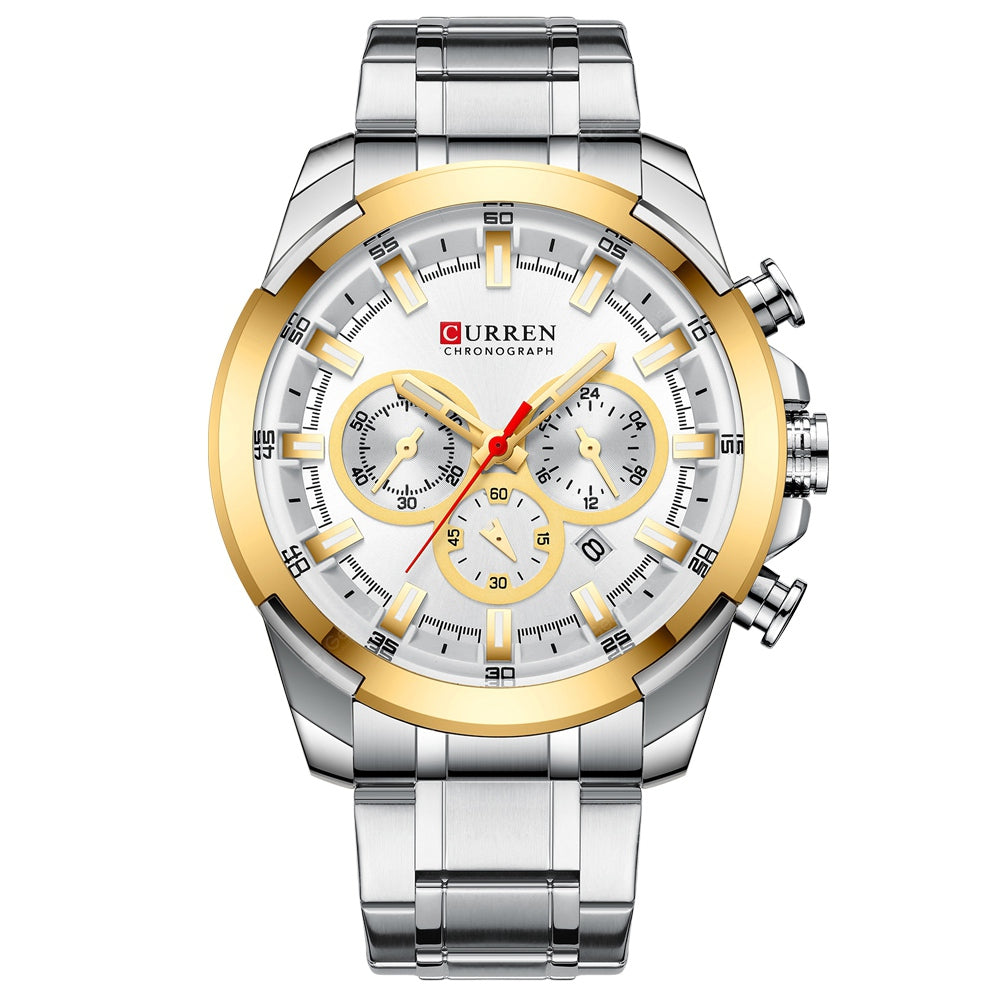 Reloj CURREN 8361 para hombre, correa negra y esfera negra con detalles dorados