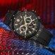 Reloj CURREN 8464 con correa de silicona negra y esfera negra con detalles dorados